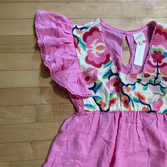 NEW Plenty by Tracy Reese Pink Babydoll Embroidered Blouse - Picture 5 of 14